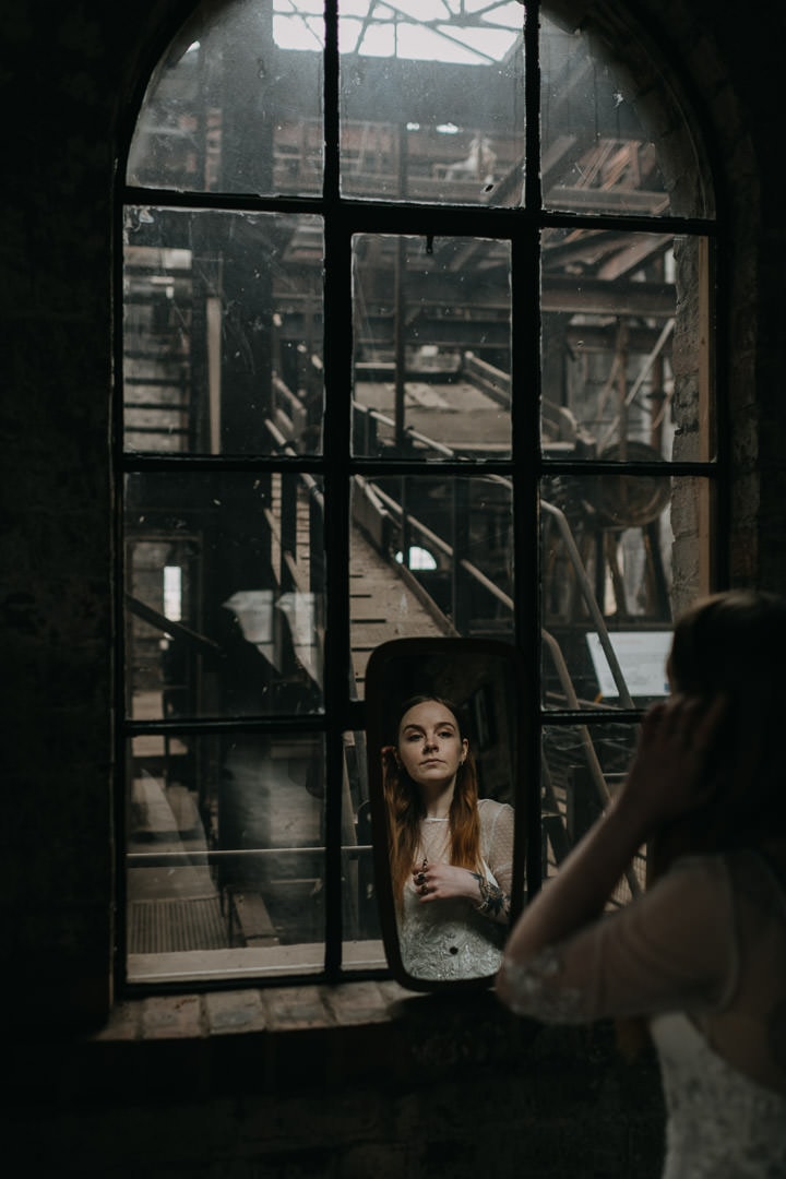 Bride getting ready in unusual Scottish wedding venue - Scottish elopement photographer