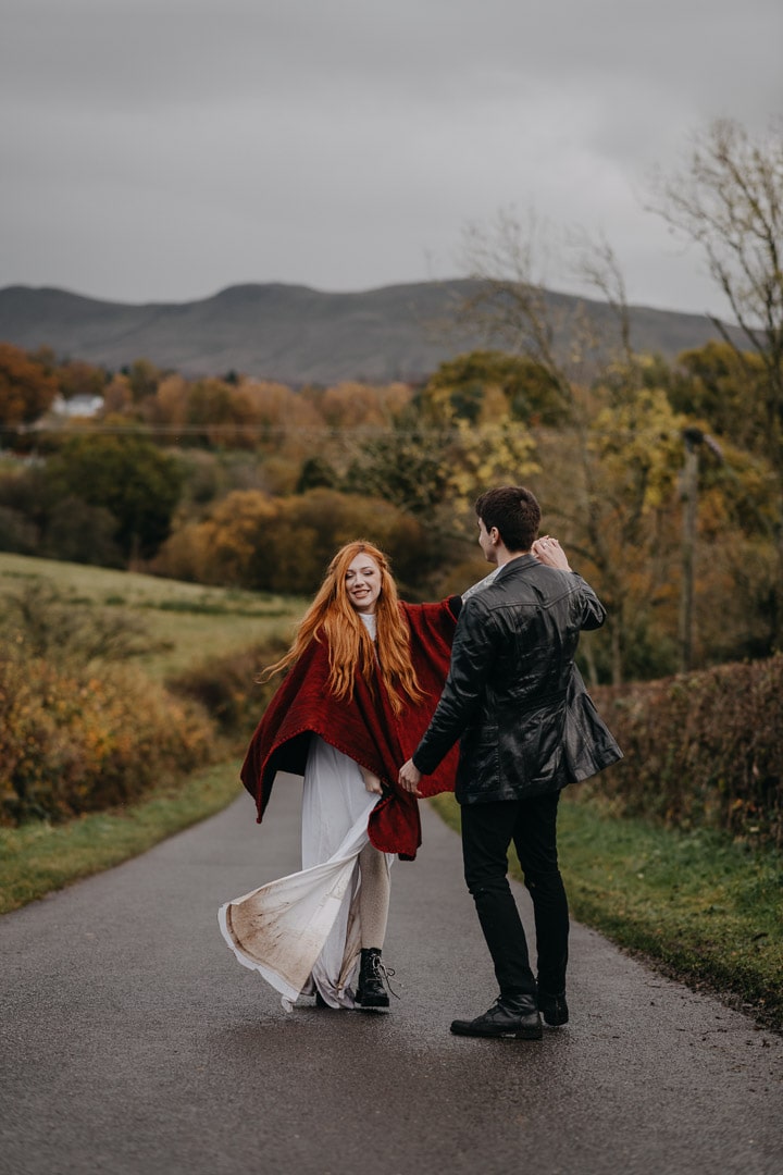 First dance outdoors in Scottish elopement in Autumn