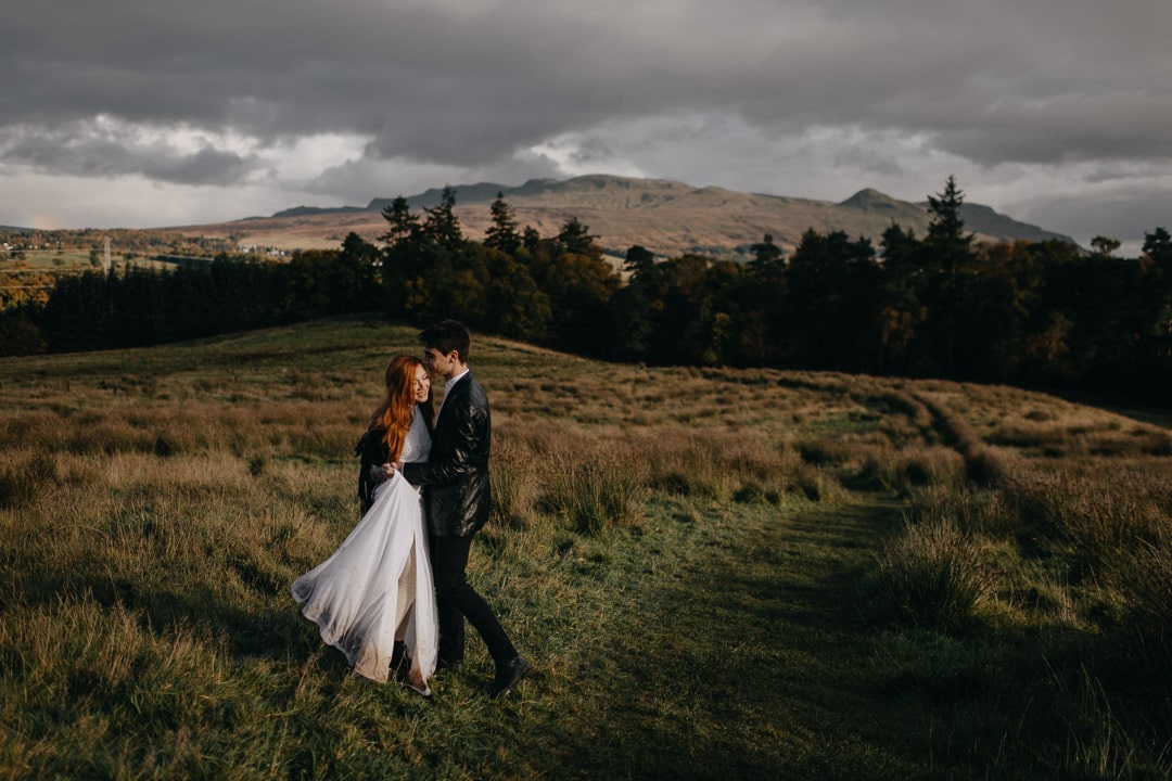 Rock n roll tattooed bride in adventurous Scotland elopement - dancing