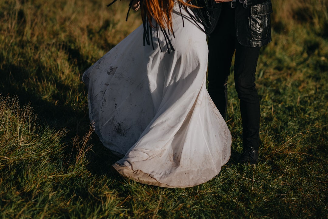 muddy elopement dress in Scotland