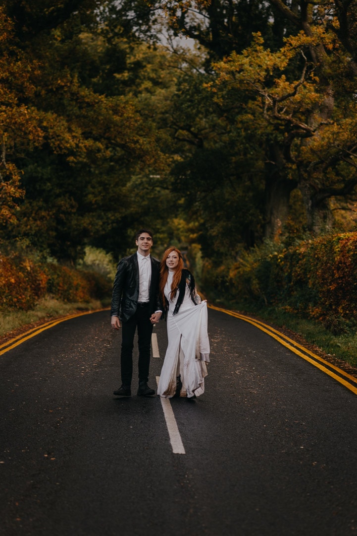 First dance outdoors in Scottish elopement in Autumn