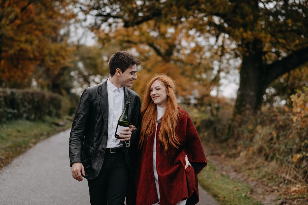 champagne popping during elopement in Scotland