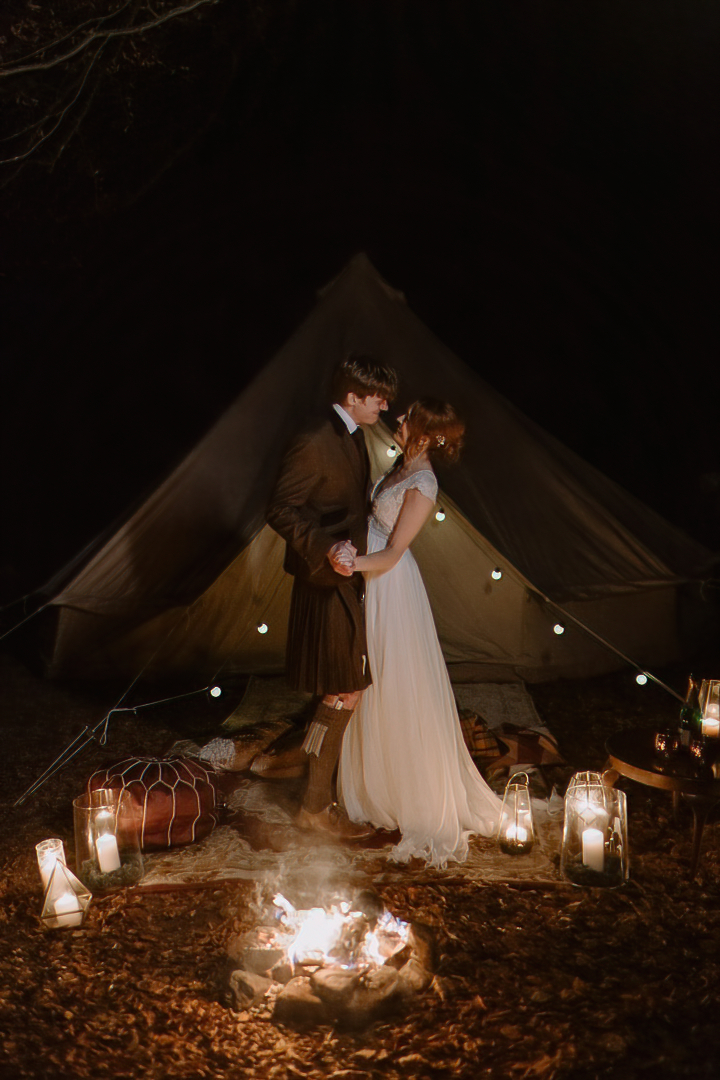 scotland camping elopement first dance