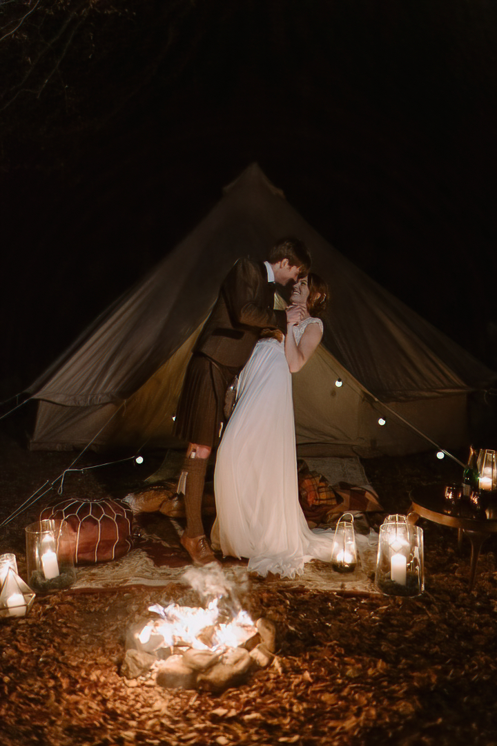 scotland camping elopement first dance