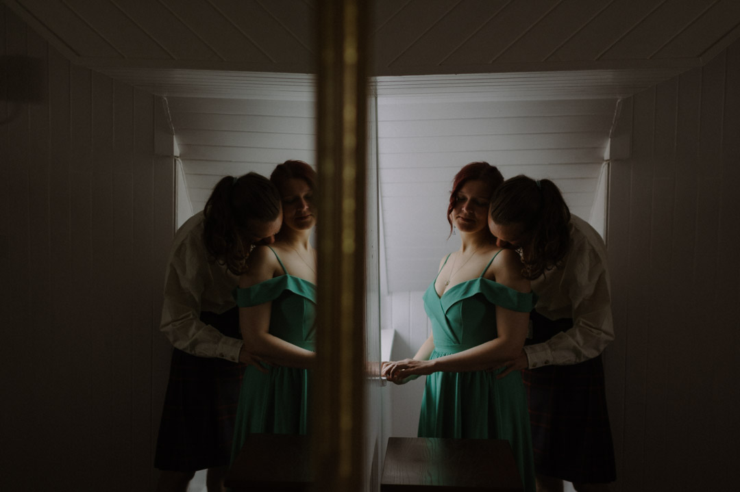 Isle of Mull elopement couple getting ready together