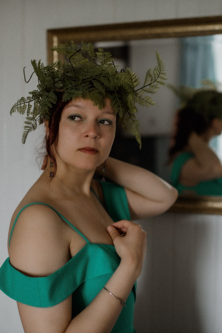 Isle of Mull elopement pagan bride - with fern floral crown
