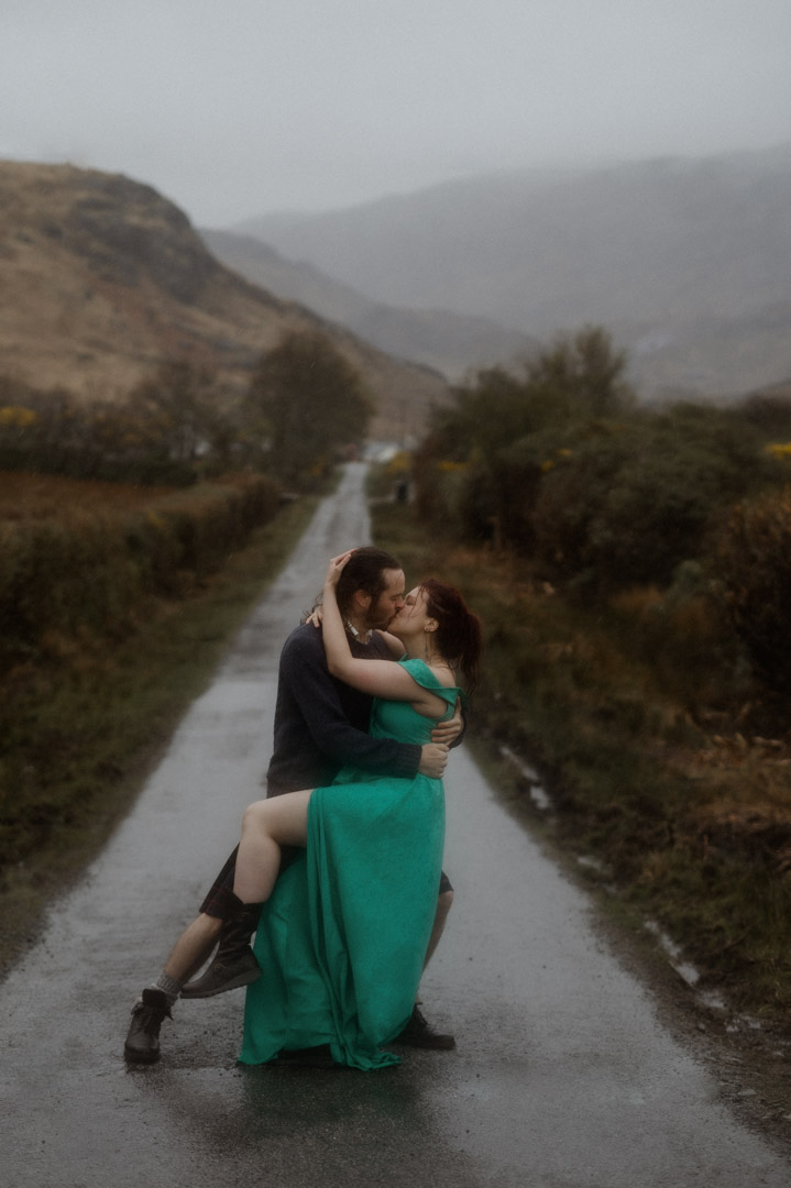 Inner Hebrides elopement couple dancing in the rain