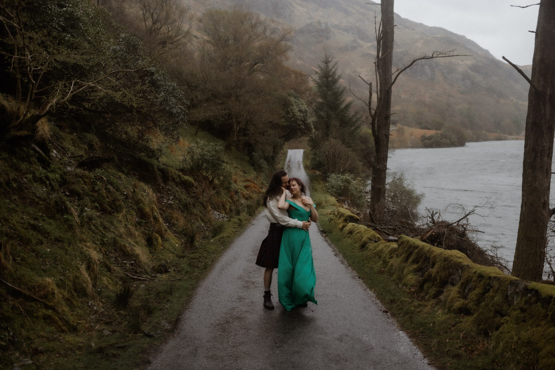 Inner Hebrides elopement couple dancing in the rain