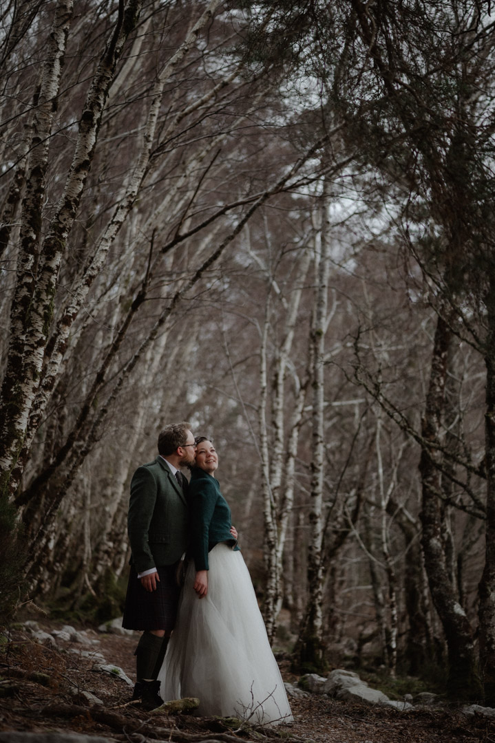 Scottish Highlands couple in the trees