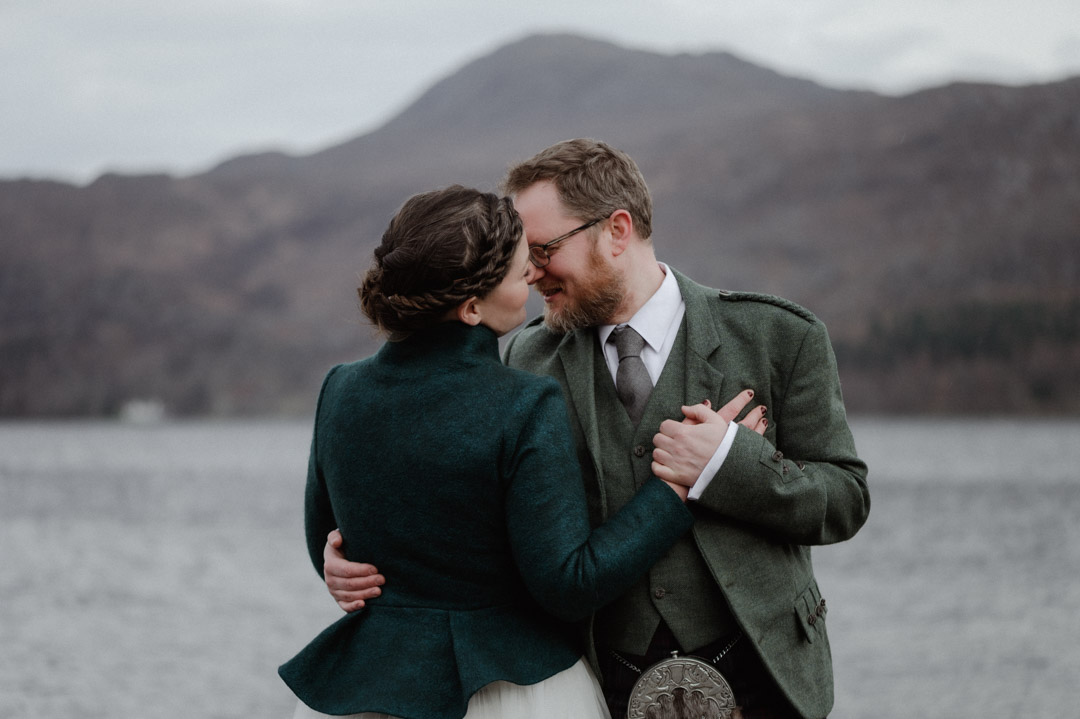 Winter elopement couple in Torridon, Scotland