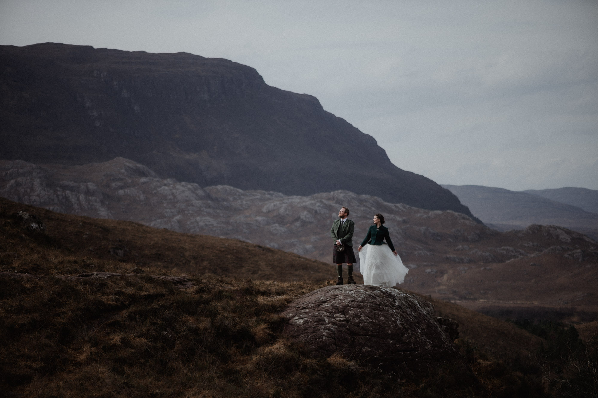 Wedding couple in Torridon mountains