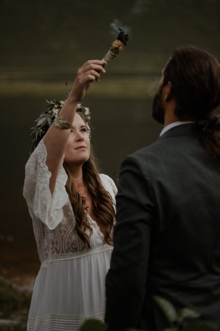 Evelina + Markus - spiritual Glen Etive elopement - sage smudging